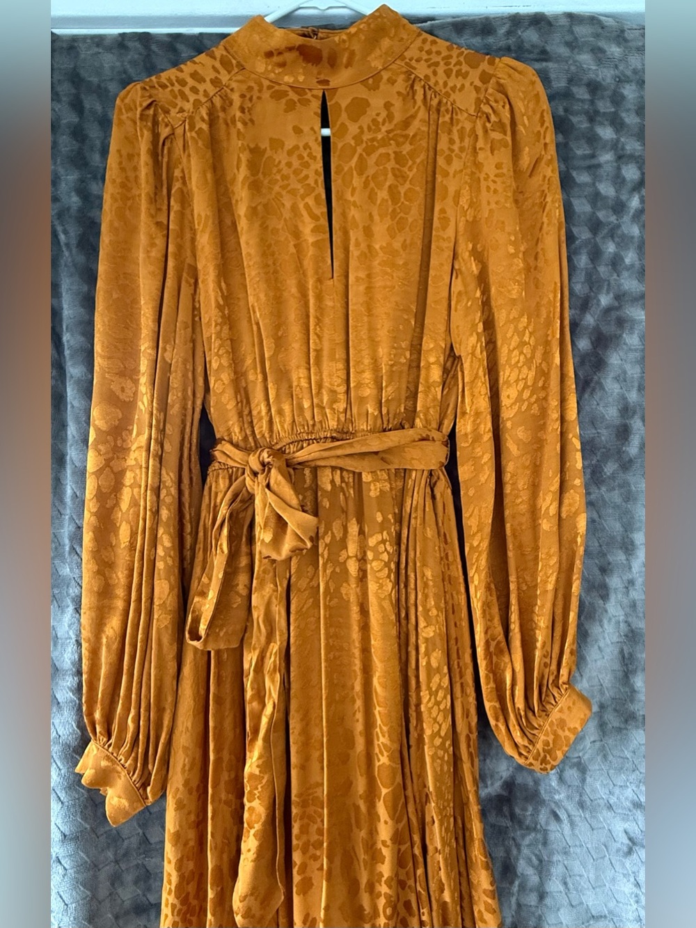 Anthropologie Mustard Yellow Long Sleeve Belted Midi Dress
